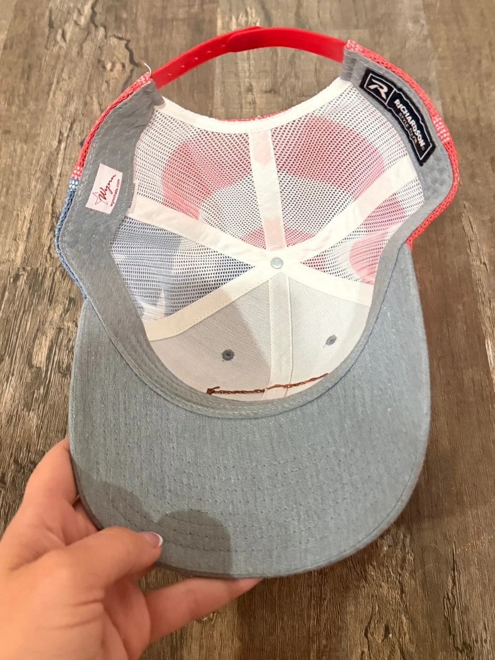 Men's Blue  Patch Trucker Hat with Red & Blue Mesh TMFG Outfitters